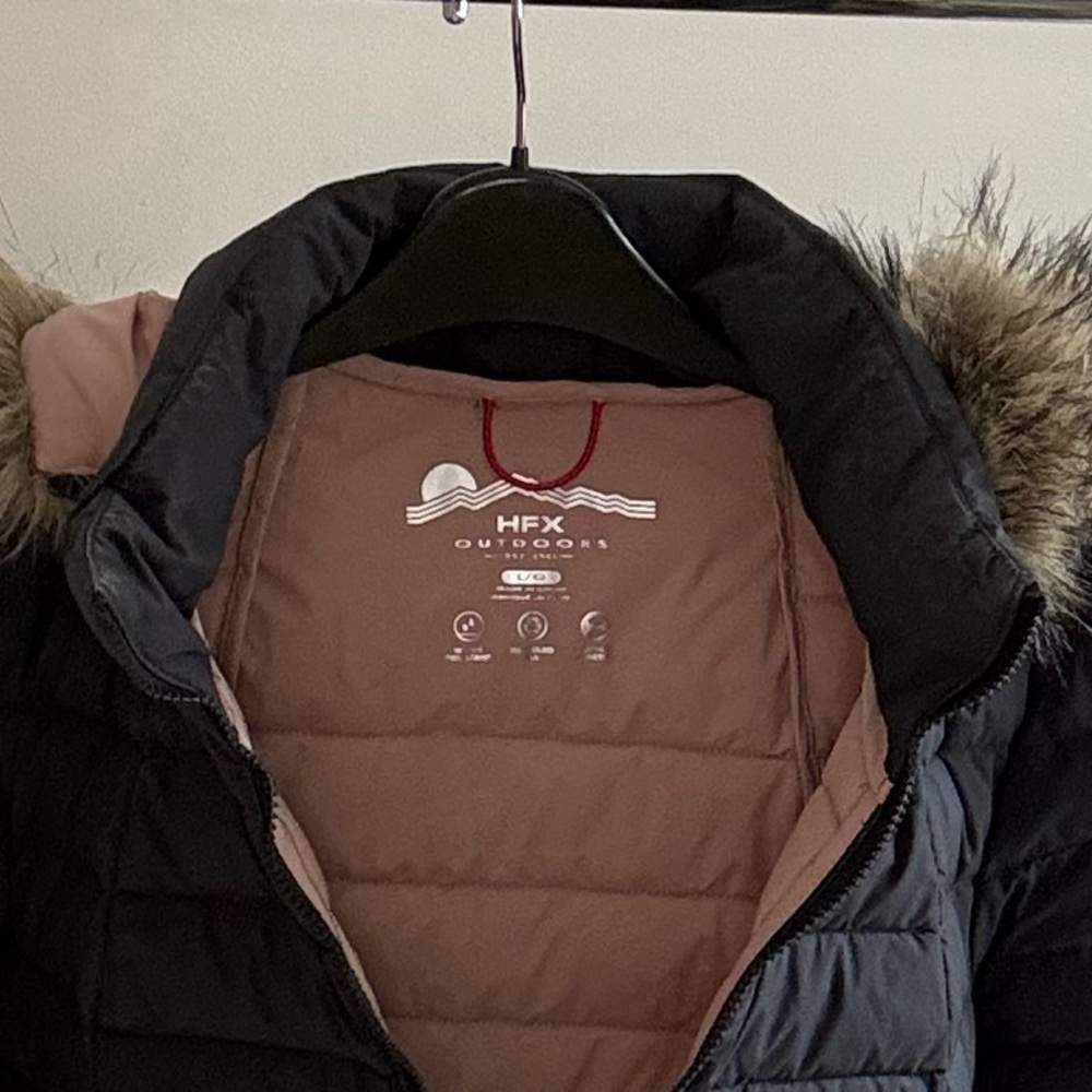 Women's HFX Outdoors Black Puffer Coat with Fur Trim